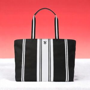 Victoria's Secret New Tote in Classic Black & White Striped Pattern